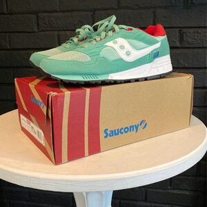 Saucony Mint and Crimson Athletic Shoes